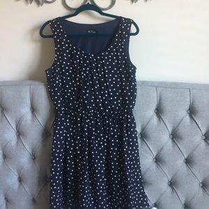 Polka Dot Navy Blue Midi Dress
